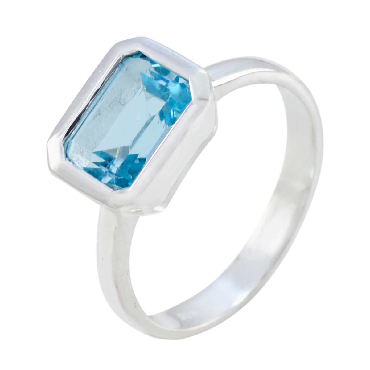 Blue Topaz Solitaire Indian 925 Silver Blue Gemstone Tiny Glamorous Ring Jewellery - Image 2