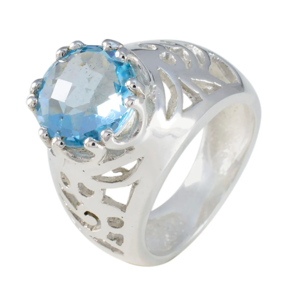 Blue Topaz Solitaire Indian 925 Sterling Silver Blue Gemstone Versatile Contemporary Ring Jewellery - Image 2