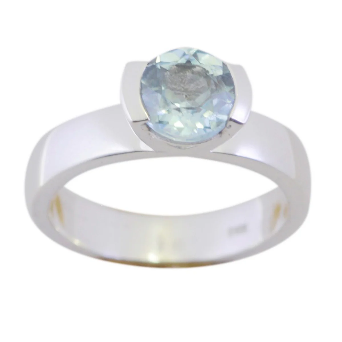 Blue Topaz Solitaire Indian Silver Blue Gems Slim Sophisticated Ring Jewellery - Image 3