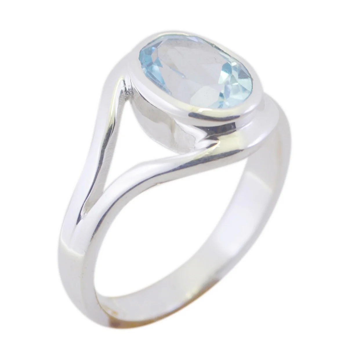 Blue Topaz Solitaire Japanese 92.5 Silver Blue Gemstones Whisper-thin Trendy Ring Jewelry - Image 2