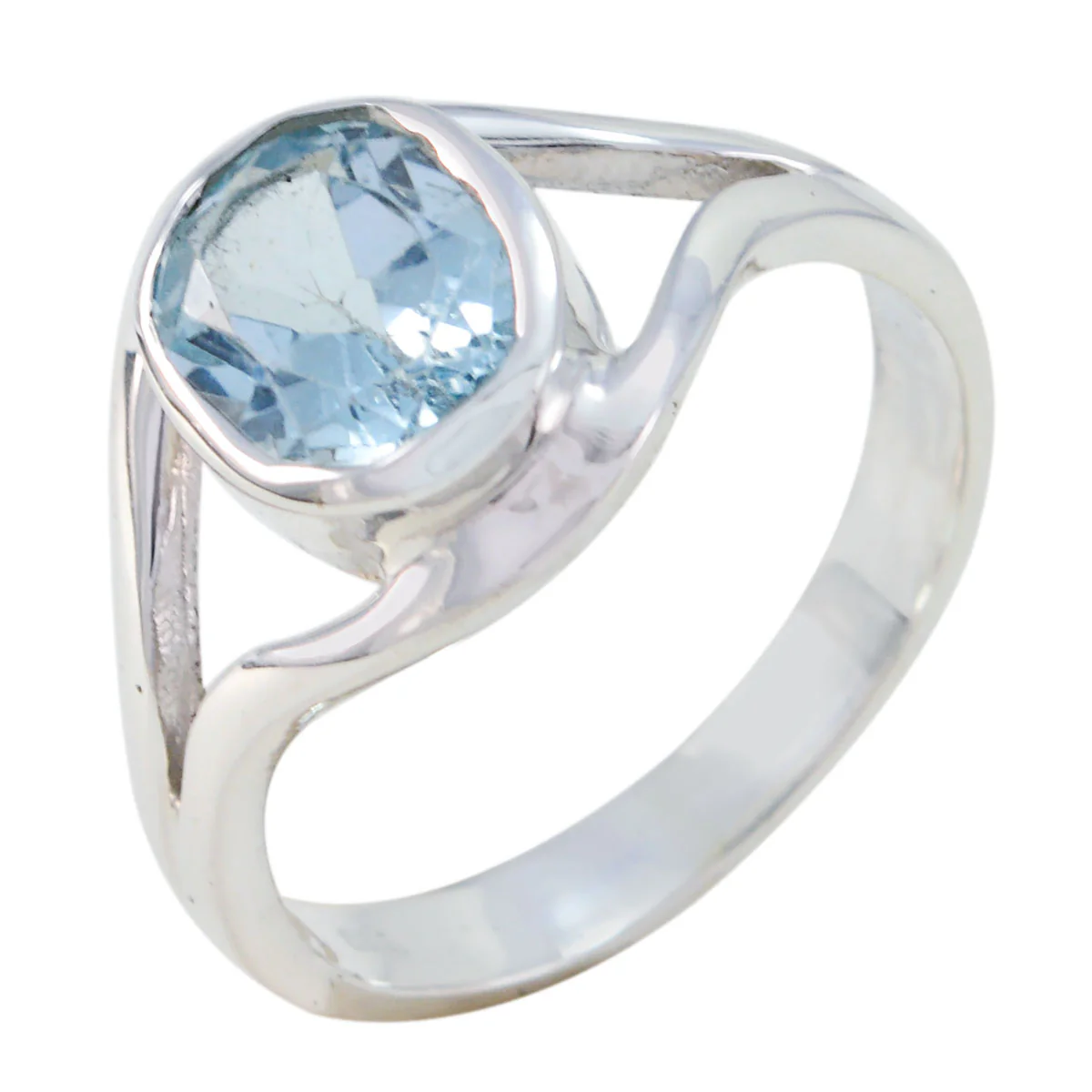 Blue Topaz Solitaire Japanese 92.5 Silver Blue Gemstones Whisper-thin Trendy Ring Jewelry - Image 3