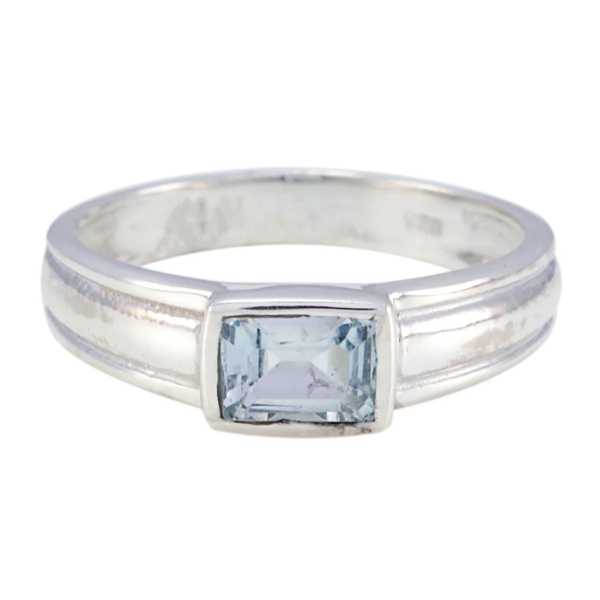 Blue Topaz Solitaire Japanese 925 Sterling Silver Blue Gemstone Whisper-thin Trendy Ring Jewelry