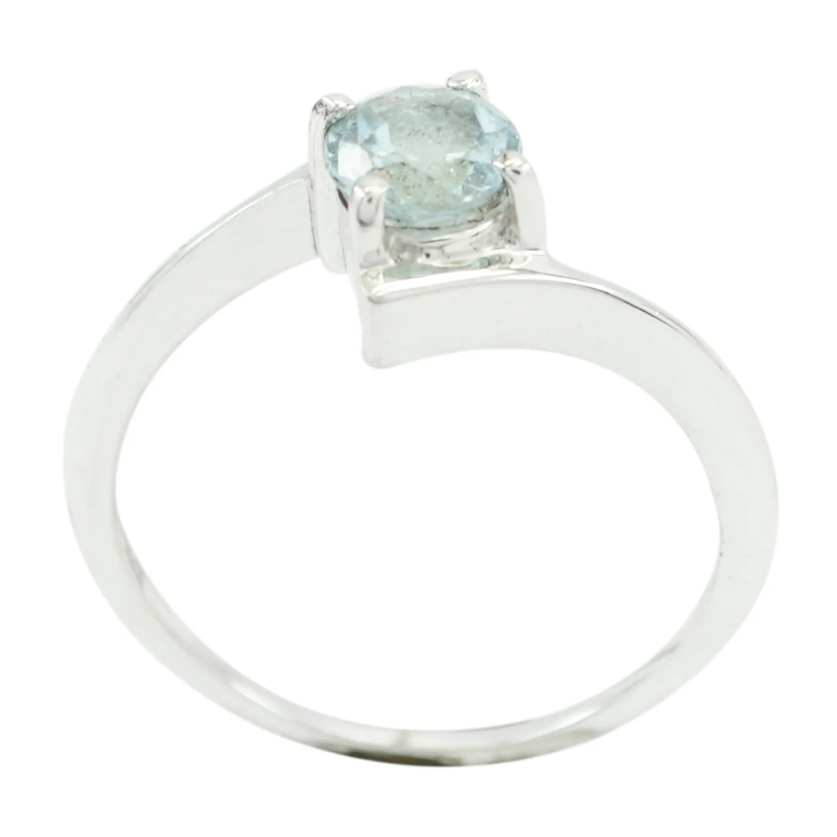 Blue Topaz Solitaire Japanese Silver Blue Gemstone Dainty Graceful Ring Jewellery