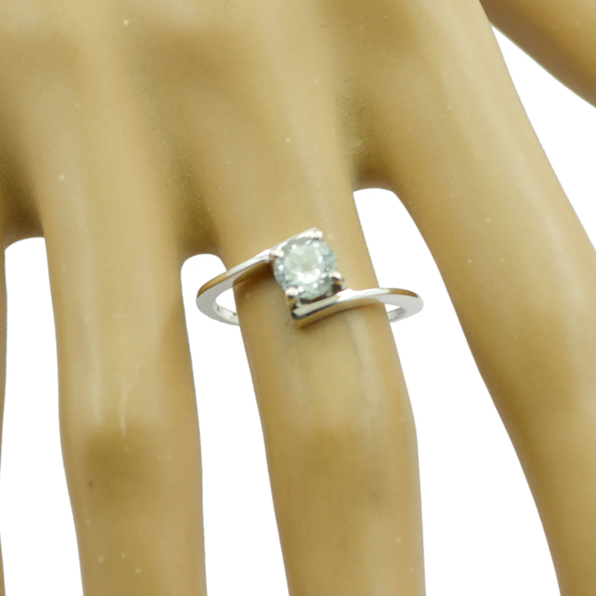 Blue Topaz Solitaire Japanese Silver Blue Gemstone Dainty Graceful Ring Jewellery - Image 2
