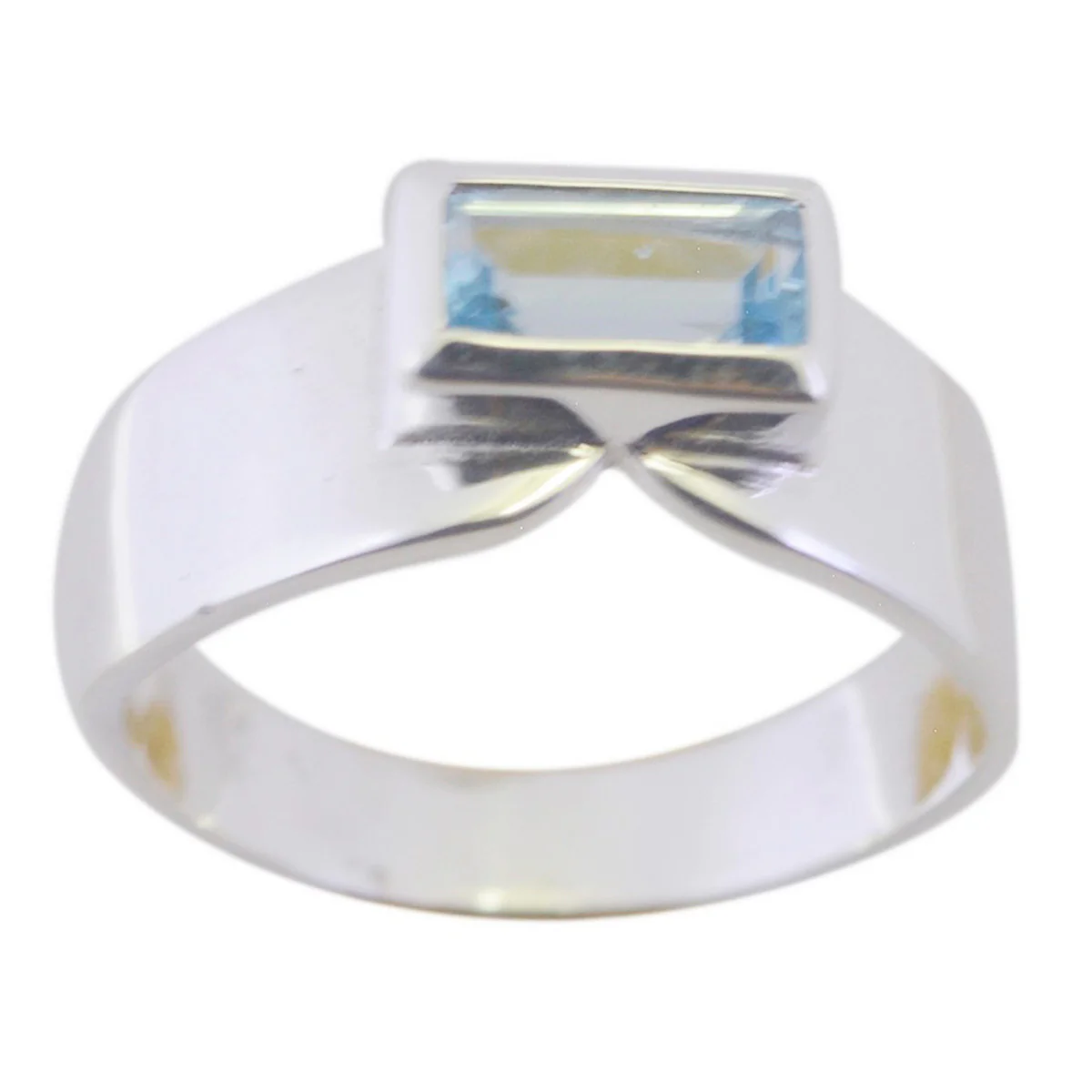 Blue Topaz Solitaire Japanese Silver Blue Gemstones Whisper-thin Sophisticated Ring Jewelry