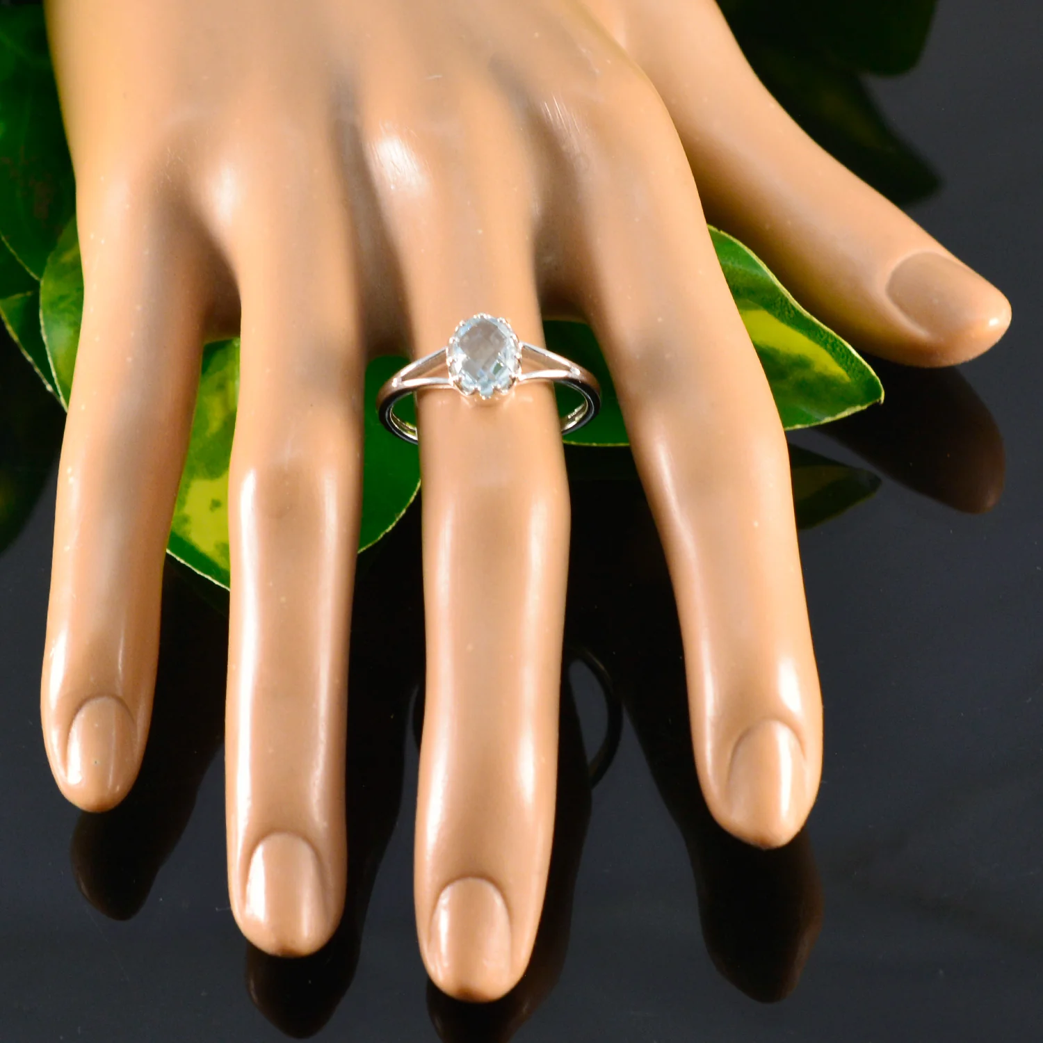 Blue Topaz Solitaire Japanese Sterling Silver Blue Gems Dainty Contemporary Ring Jewellery - Image 5