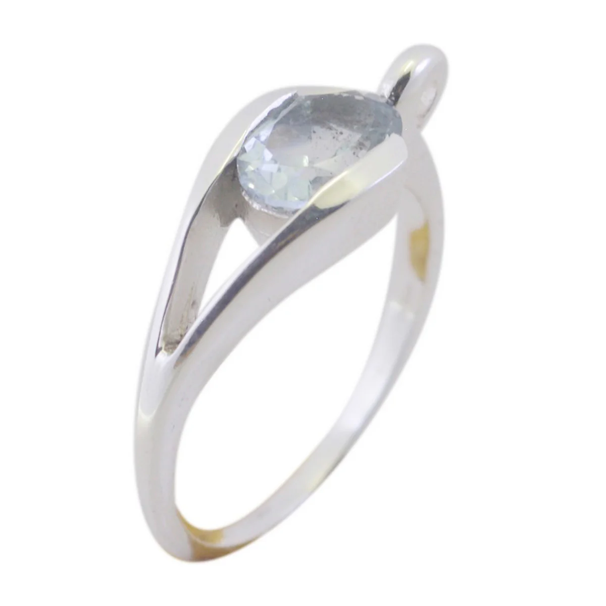 Blue Topaz Solitaire Japanese Sterling Silver Blue Gemstones Delicate Romantic Ring Jewelry - Image 3