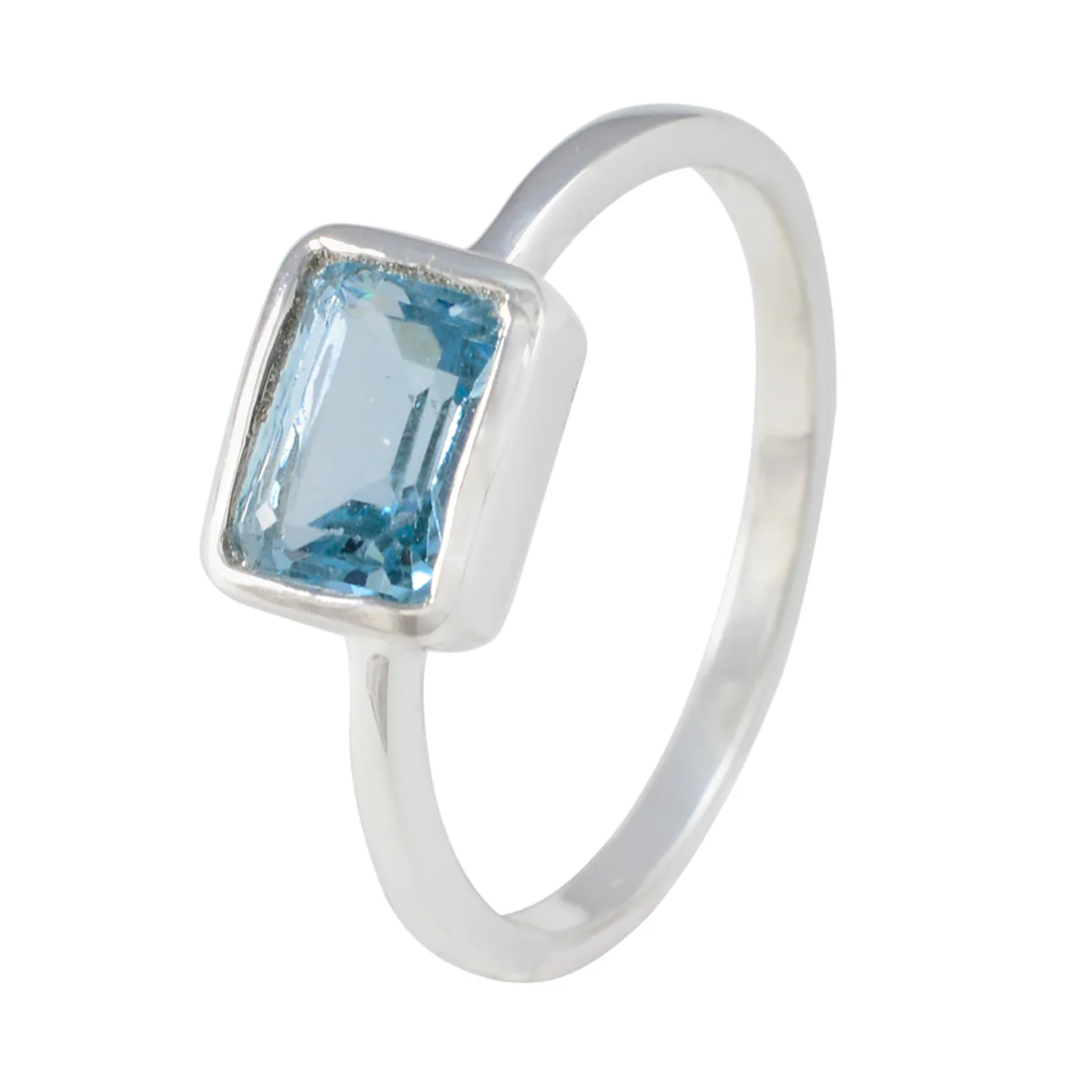 Blue Topaz Solitaire Korean 925 Sterling Silver Blue Gemstones Dainty Glamorous Ring Jewelry - Image 2