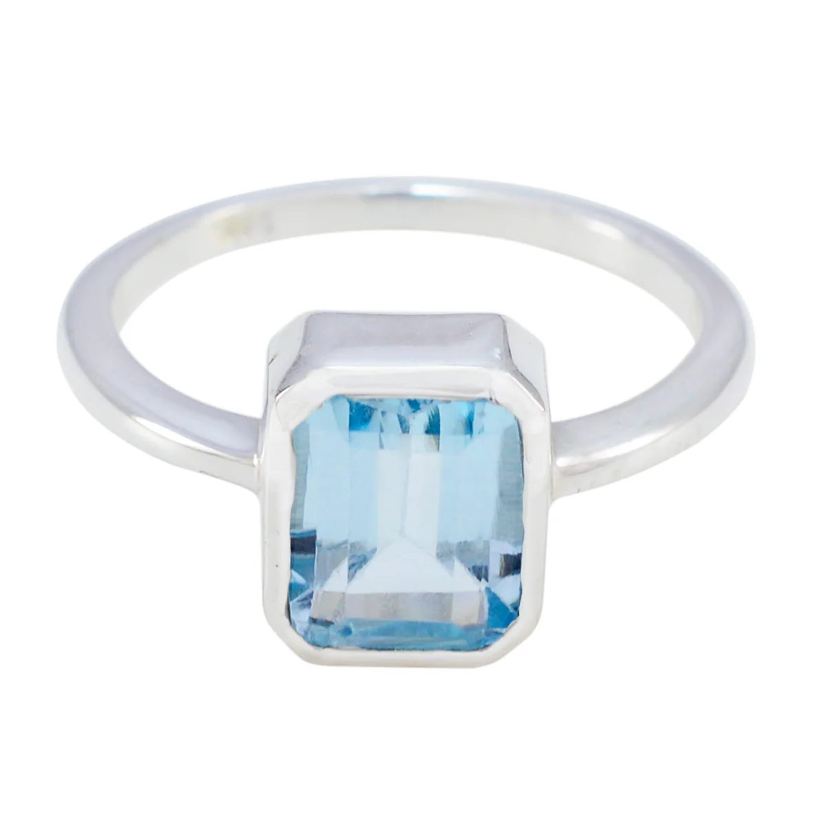 Blue Topaz Solitaire Korean Silver Blue Gemstone Whisper-thin Modern Ring Jewellery