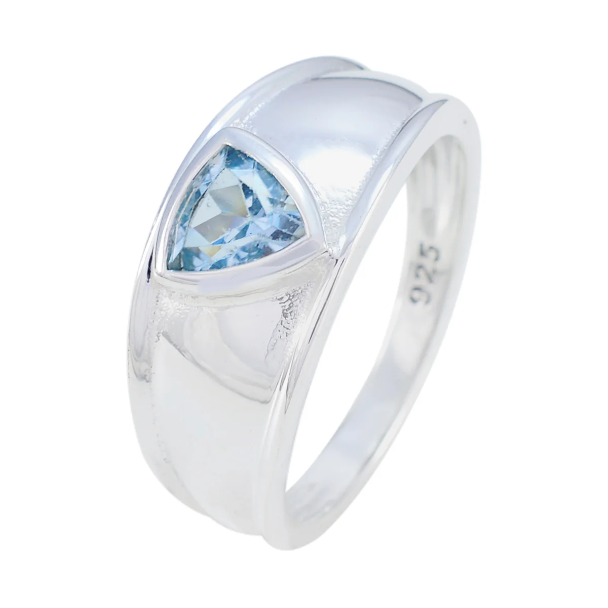 Blue Topaz Solitaire Moroccan 925 Silver Blue Gemstone Slim Geometric Ring Jewelry - Image 2