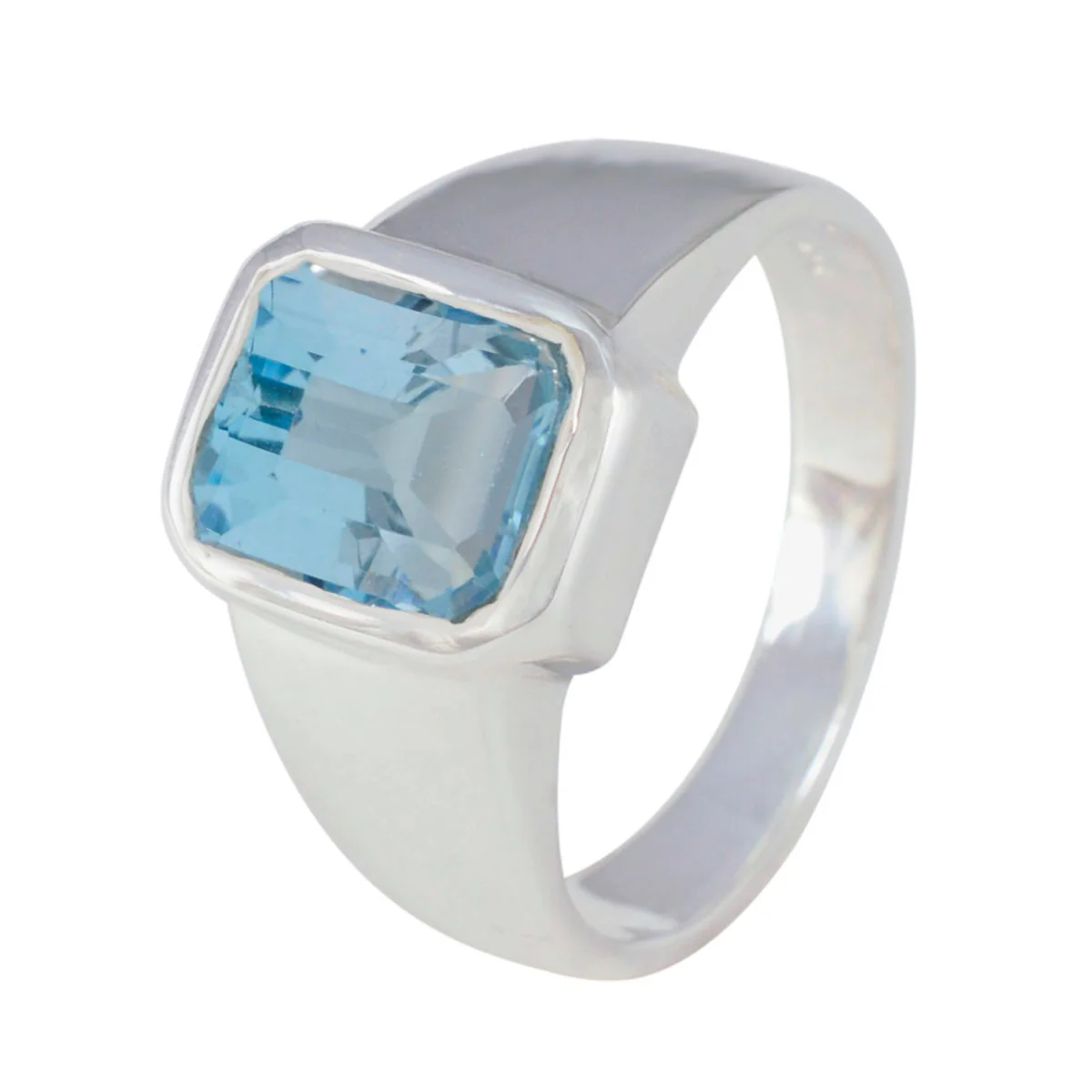 Blue Topaz Solitaire Moroccan Silver Blue Gemstone Eye-catching Trendy Ring Jewellery - Image 2
