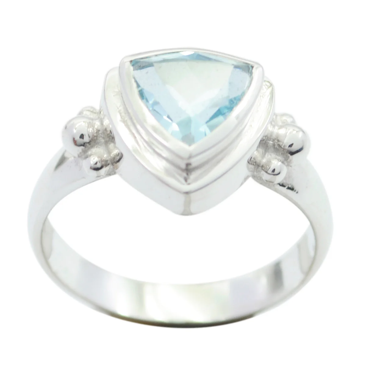 Blue Topaz Solitaire Moroccan Silver Blue Gemstone Slim Retro Ring Jewelry - Image 2
