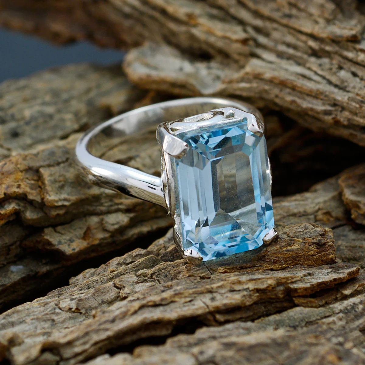Blue Topaz Solitaire Moroccan Sterling Silver Blue Gemstones Mid-weight Fairytale Ring Jewelry - Image 4