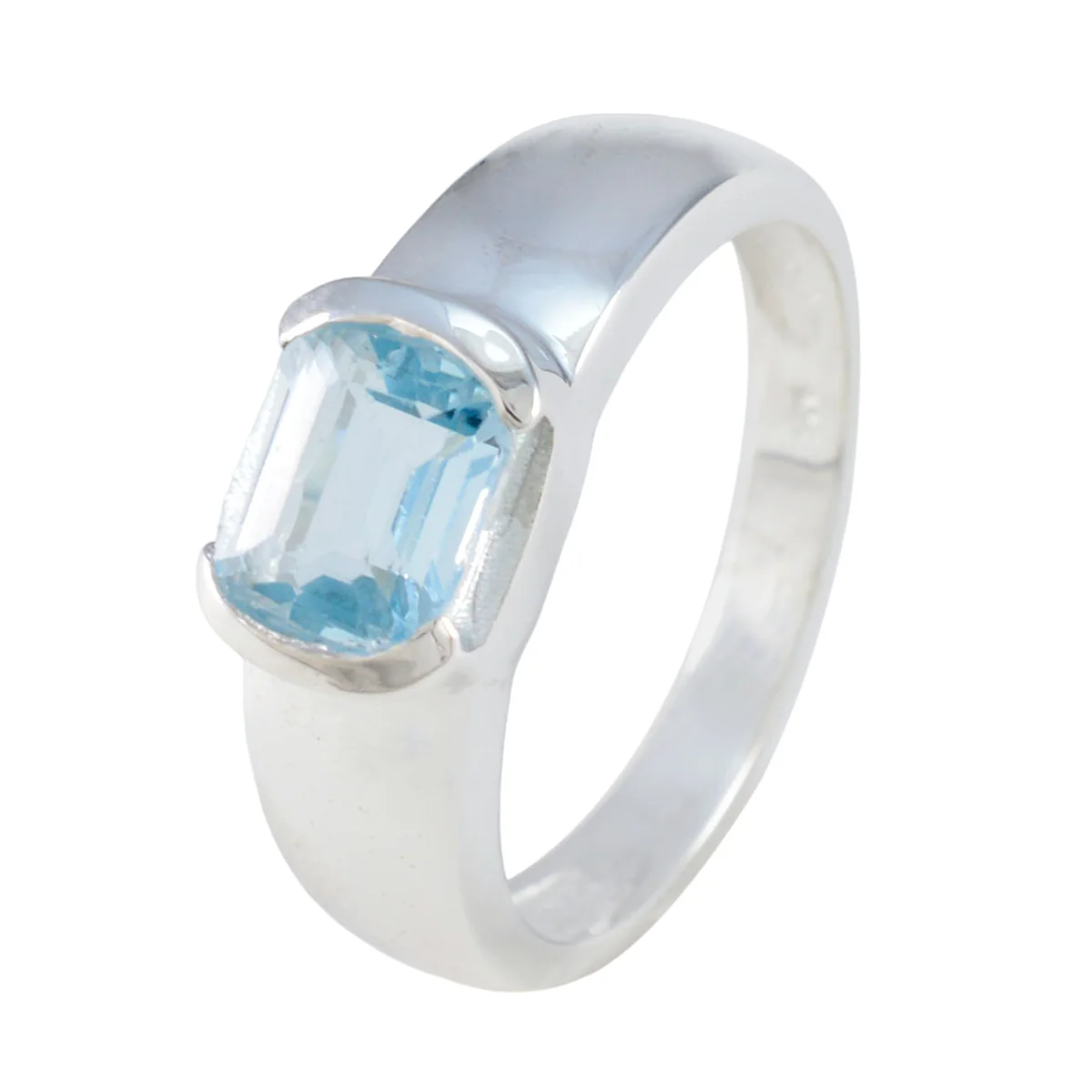 Blue Topaz Solitaire Russian Sterling Silver Blue Gemstone Minimal Fairytale Ring Jewellery - Image 2