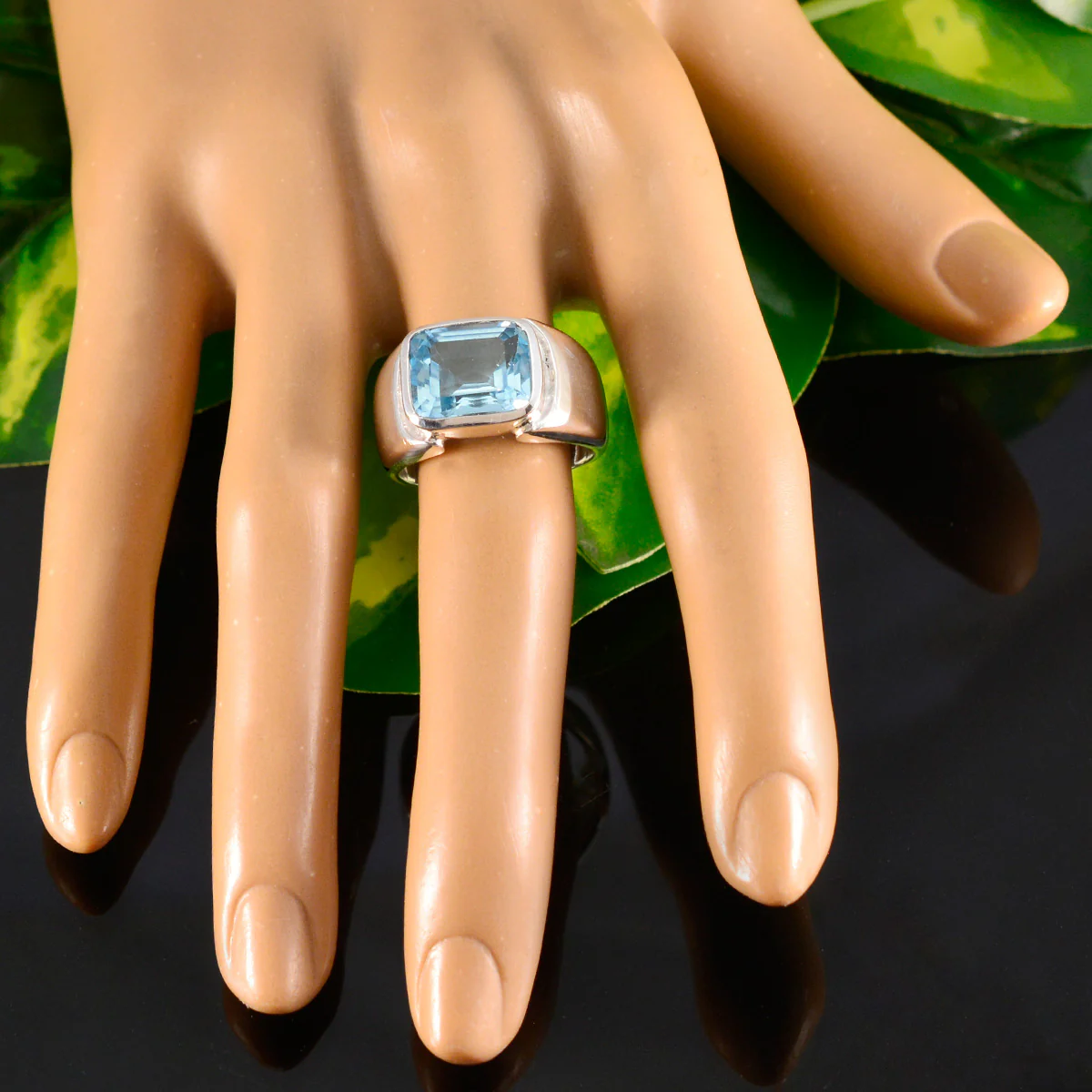 Blue Topaz Solitaire Russian Sterling Silver Blue Gemstones Essential  Trendy Ring Jewellery - Image 5