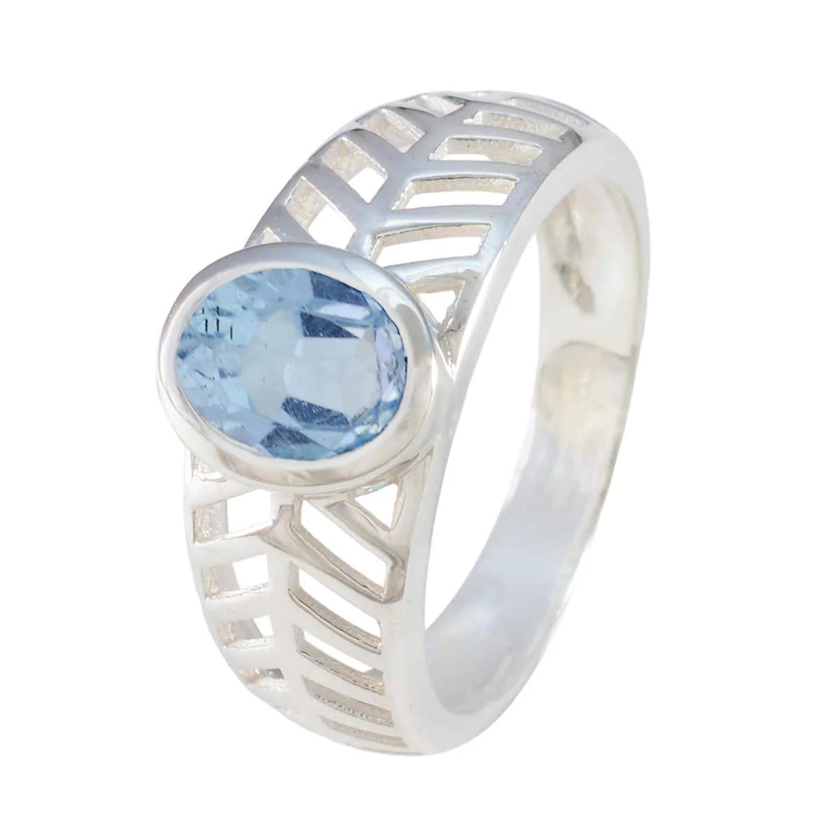 Blue Topaz Solitaire Spanish 92.5 Silver Blue Gemstone Featherlight Rope-Wire Ring Jewelry - Image 2