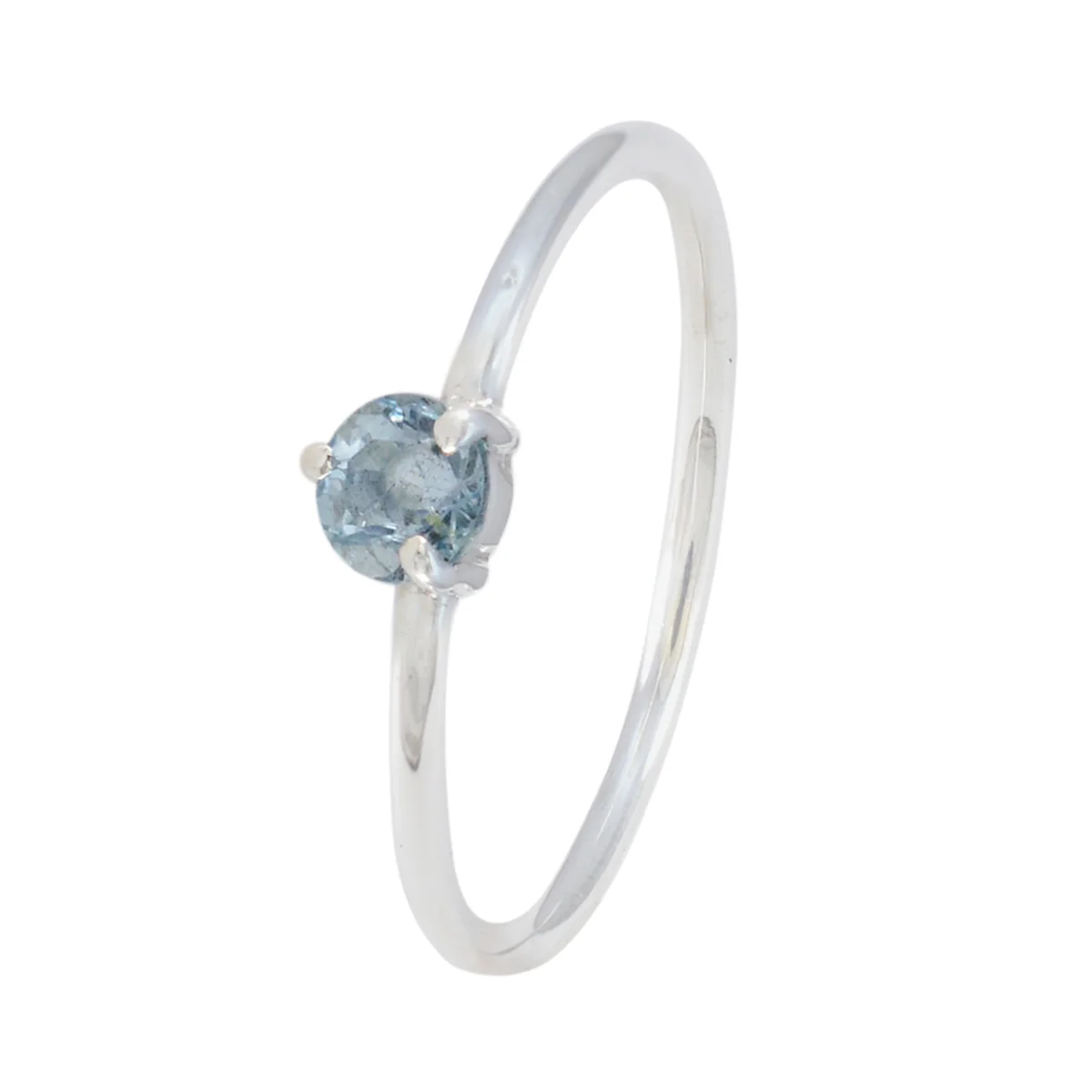 Blue Topaz Solitaire Turkish 92.5 Silver Blue Gems Minimalist Romantic Ring Jewelry - Image 2