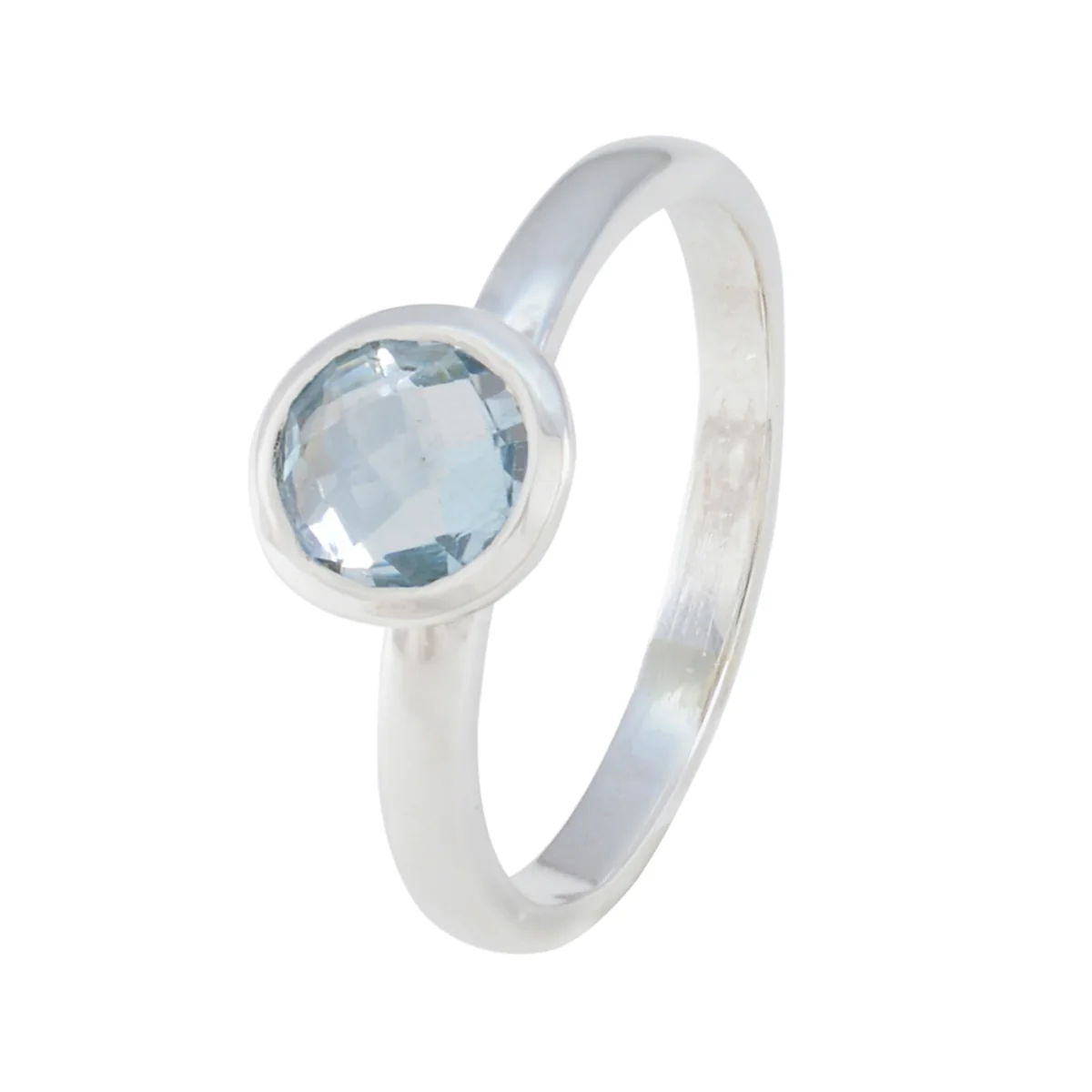 Blue Topaz Solitaire Turkish 925 Silver Blue Gems Delicate Glamorous Ring Jewellery - Image 2