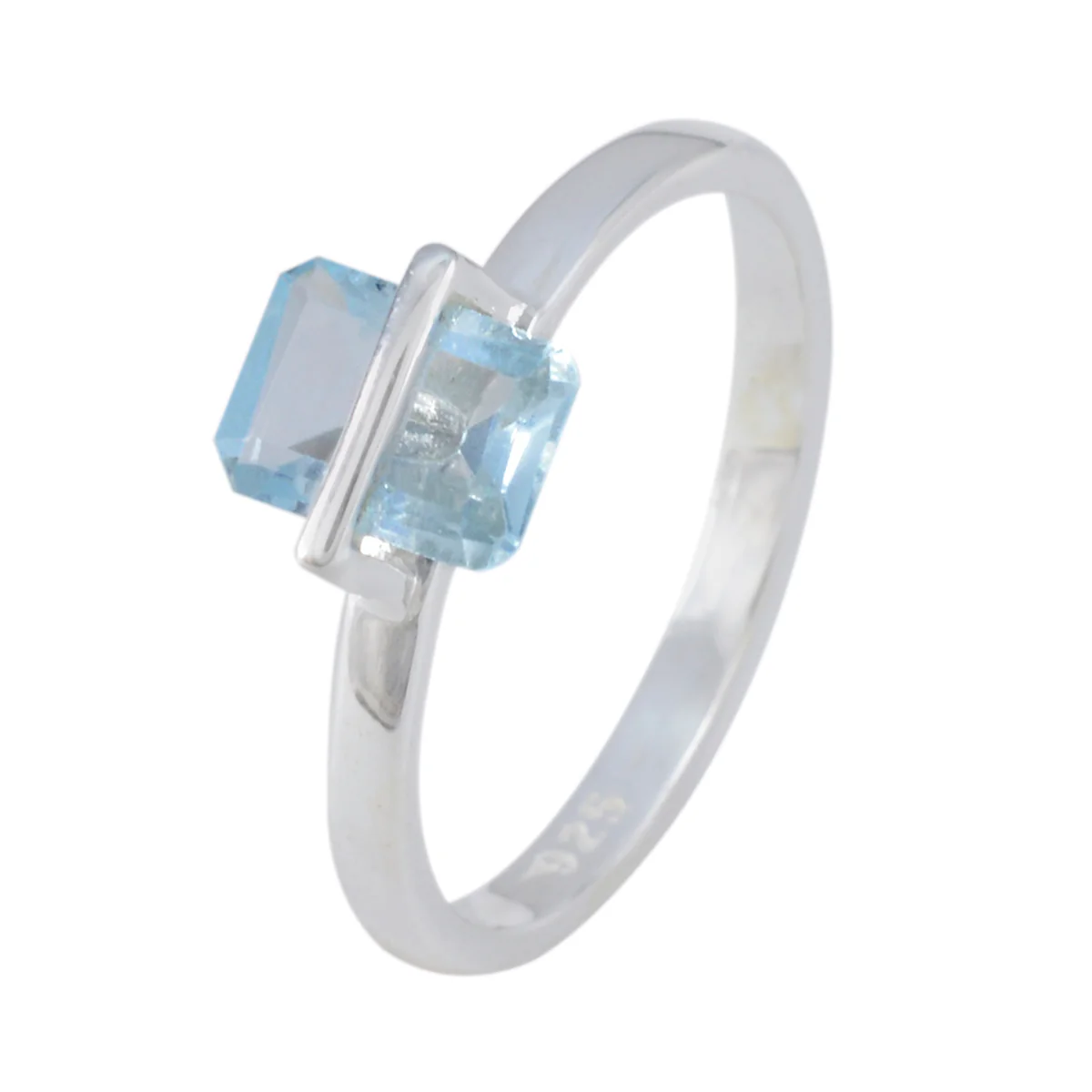 Blue Topaz Solitaire Turkish 925 Sterling Silver Blue Gemstones Dainty Glamorous Ring Jewellery - Image 2