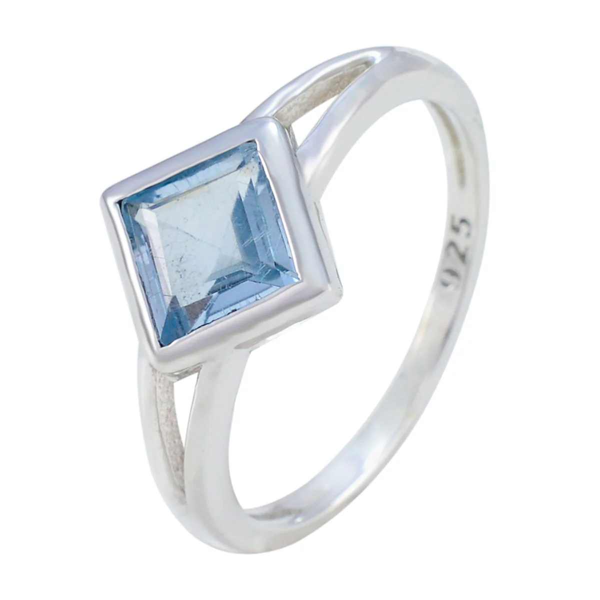 Blue Topaz Solitaire Turkish Silver Blue Gems Dainty Graceful Ring Jewelry - Image 2