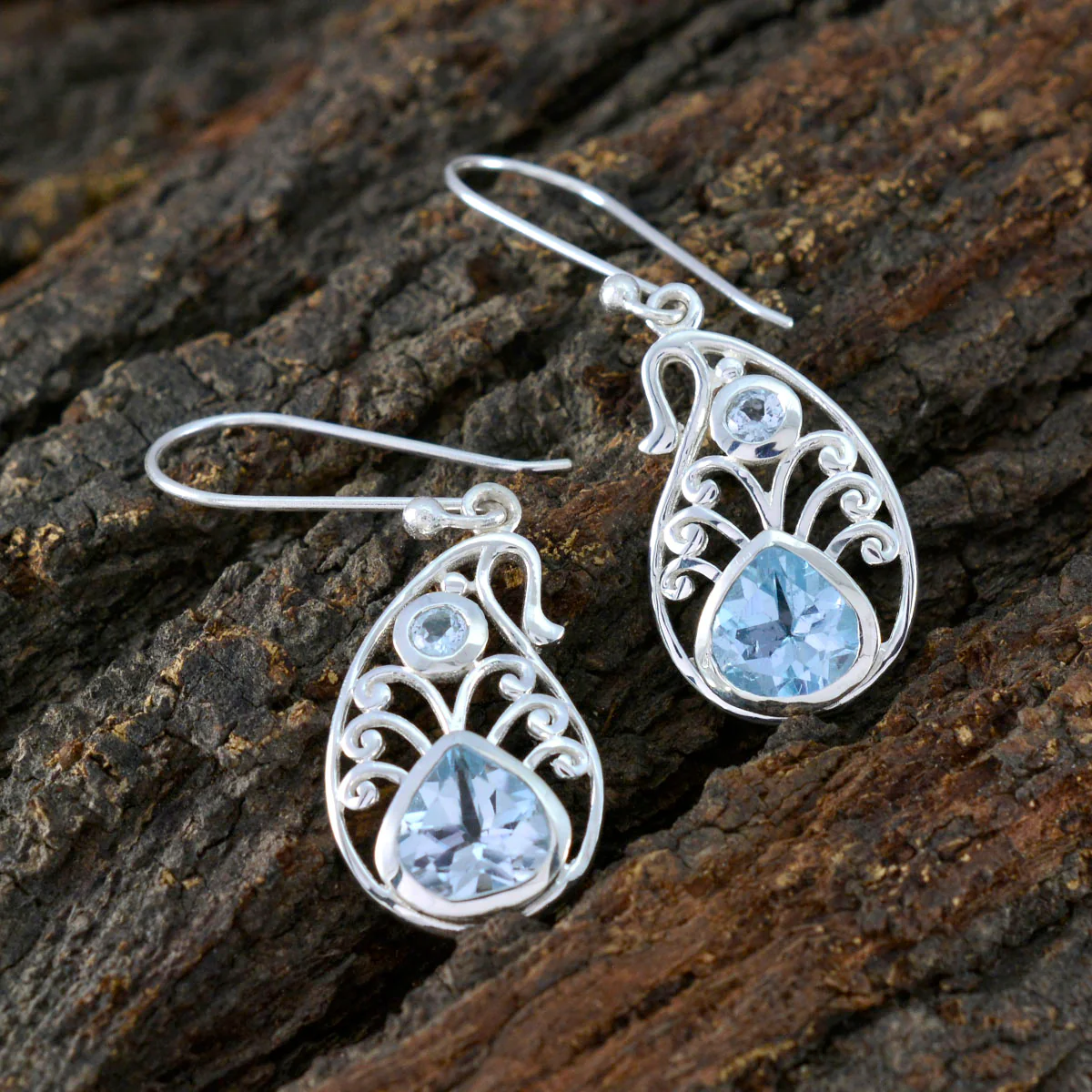 Blue topaz Spanish Ava multiple Dangle Blue 925 Sterling Silver Earring - Image 3