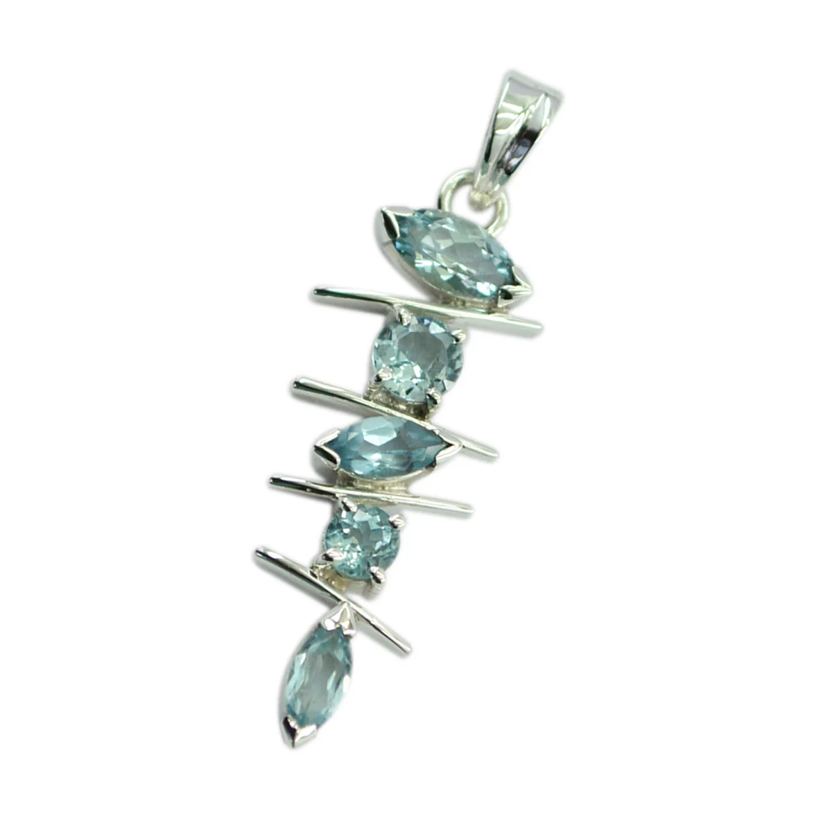 Blue Topaz Tiny Latin American 925 Silver Penta Antonia Sophisticated Blue Pendant Jewelry - Image 3
