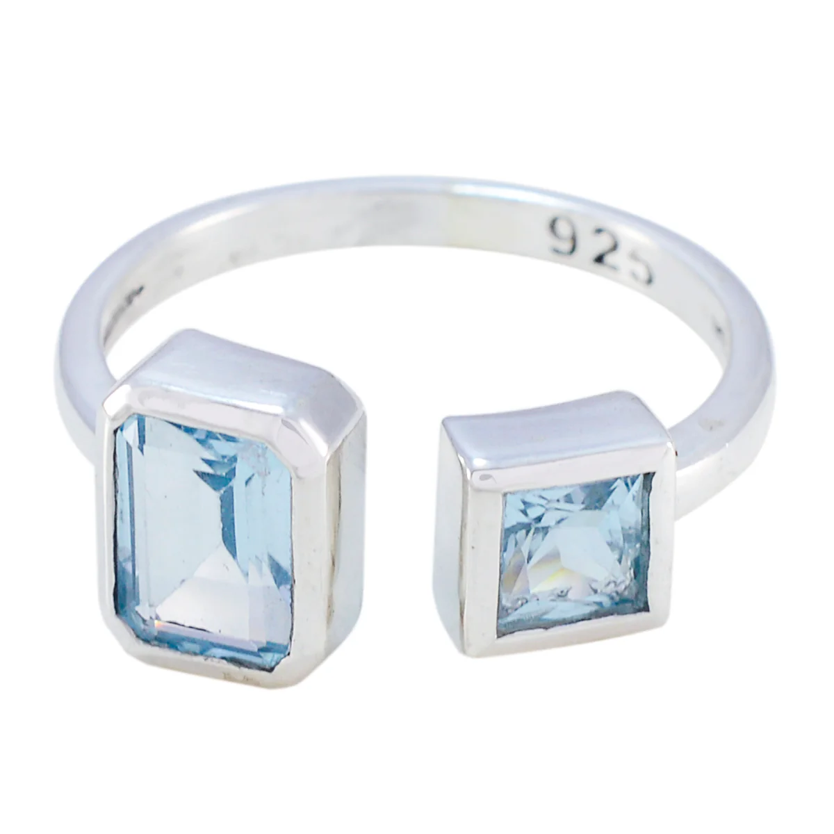Blue Topaz Toi et Moi Turkish Sterling Silver Blue Gemstone Whisper-thin Abstract Ring Jewellery