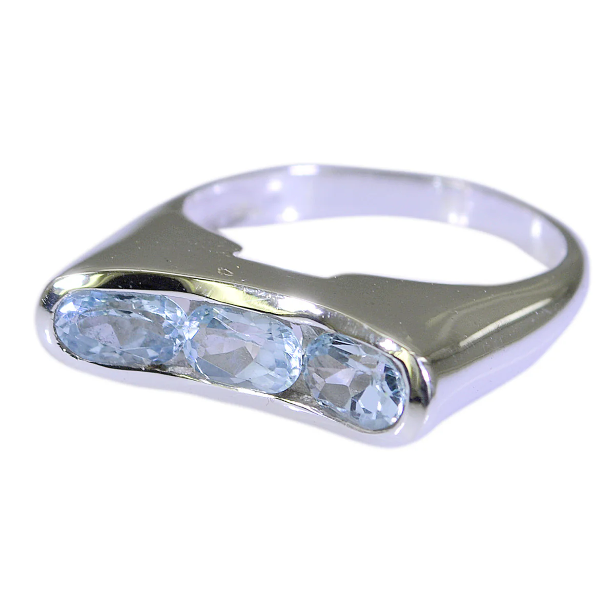 Blue Topaz Trilogy French Sterling Silver Blue Gems Tiny Fairytale Ring Jewellery - Image 3