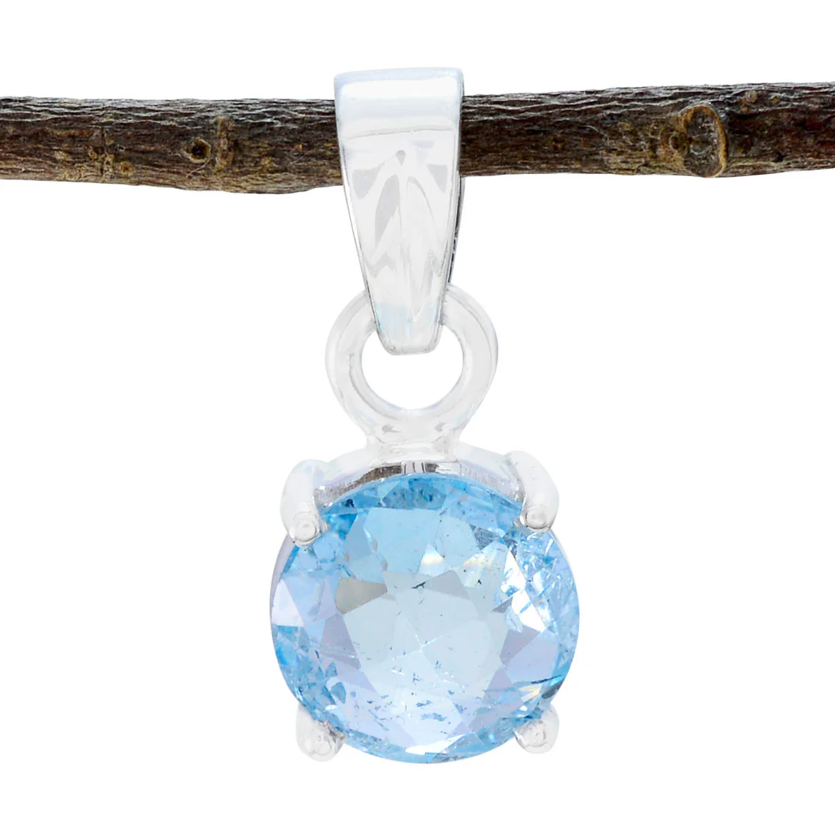 Blue Topaz Whisper-thin Spanish 92.5 Silver Solitaire Valentina Modern Blue Pendant Jewellery - Image 2