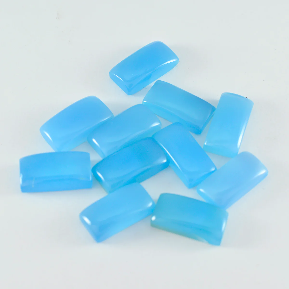 Chalcedony 1PC Small 5x10 MM Baguette Cabochon Blue Sparkling semi Precious Loose Gemstone - Image 3