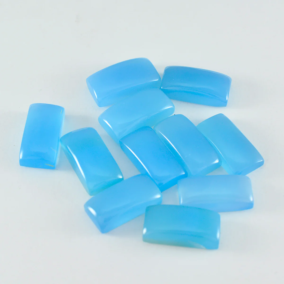 Chalcedony 1PC Small 6x12 MM Baguette Cabochon Blue Polished semi Precious Loose Gemstones