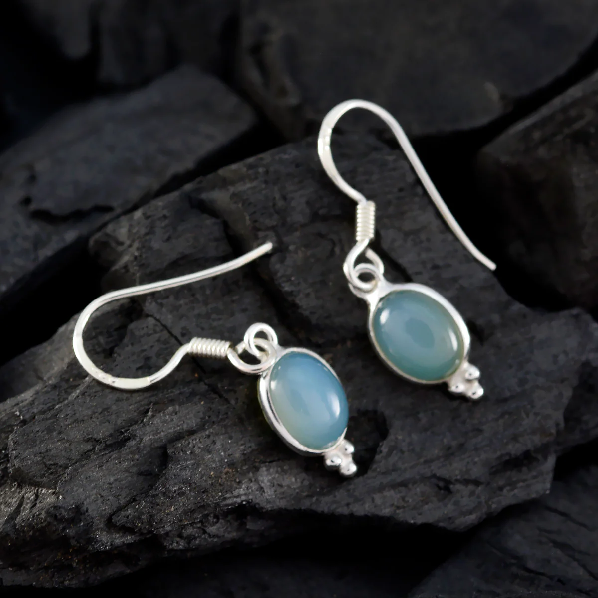Chalcedony German Victoria multiple Dangle Blue 925 Silver Earring - Image 2
