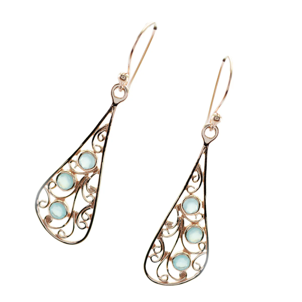 Chalcedony Latin American Claire multiple Dangle Blue 925 Silver Earring - Image 2