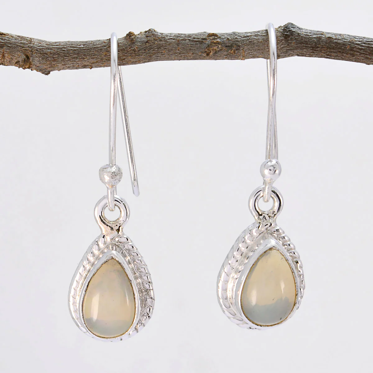 Chalcedony Middle Eastern Anna multiple Dangle Blue Silver Earring - Image 2