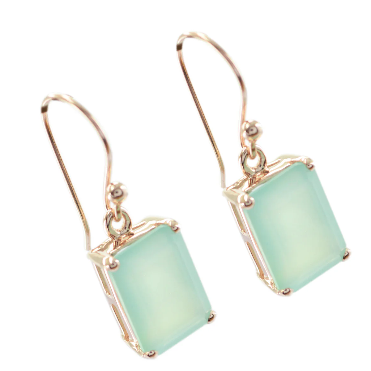 Chalcedony Middle Eastern Riley Solitaire Dangle Blue Silver Earring - Image 3