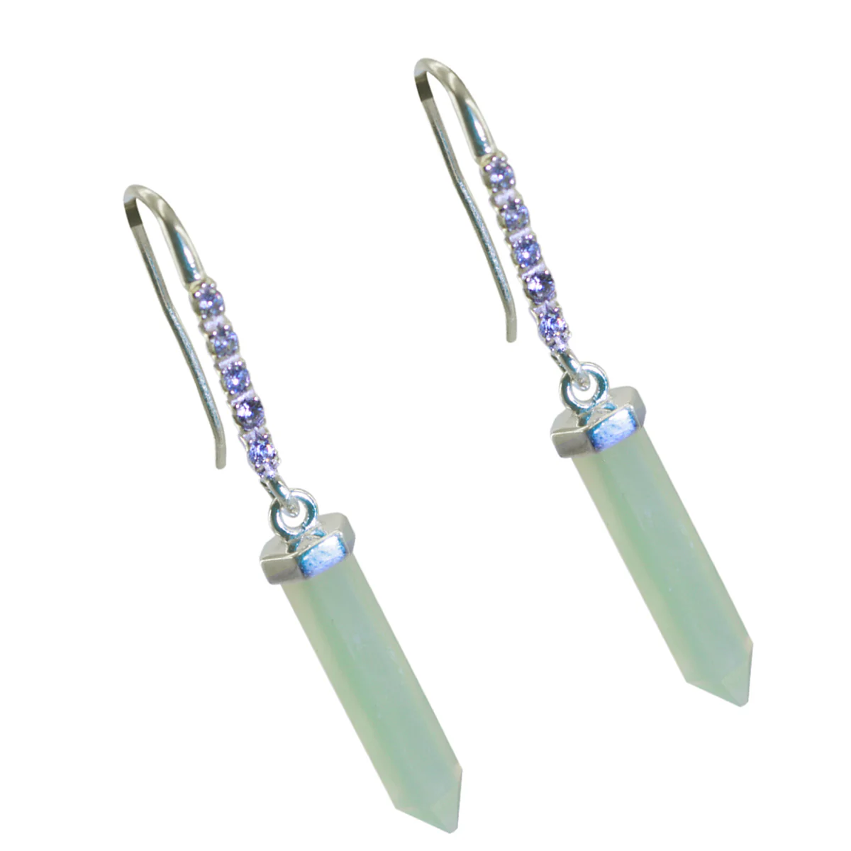 Chalcedony Spanish Aurora multiple Dangle Blue 925 Silver Earring - Image 3