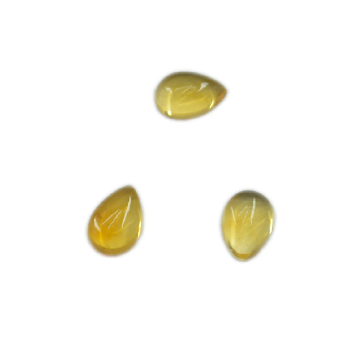 Citrine 1PC Small 6x8 MM Pear Cabochon Yellow Pure semi Precious Loose Gems - Image 2