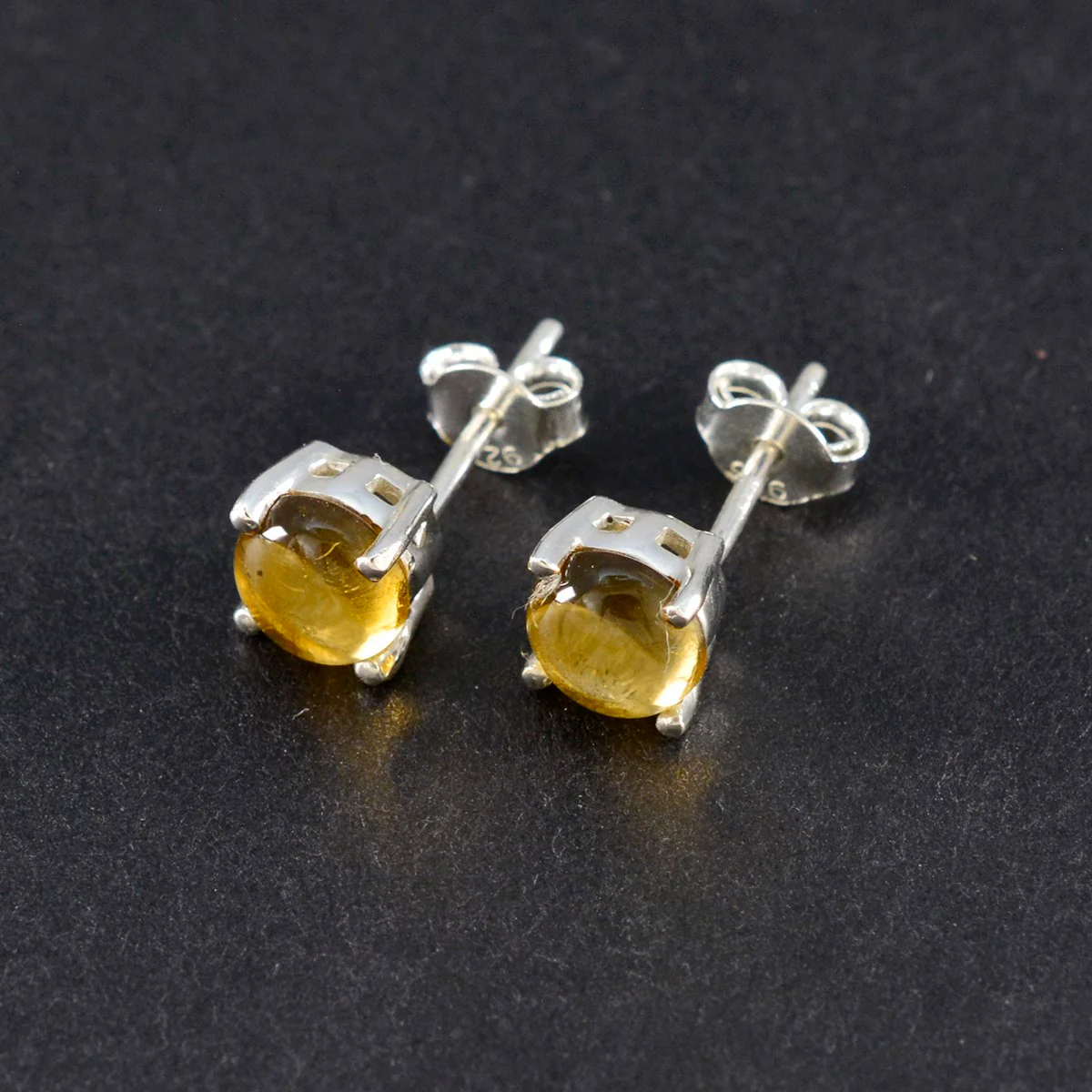 Citrine American Fernandaa Solitaire Stud Yellow 92.5 Silver Earring - Image 3