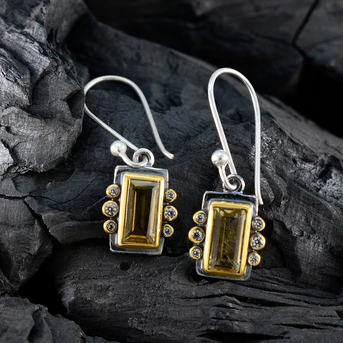 Citrine American María multiple Dangle Yellow Silver Earring - Image 3