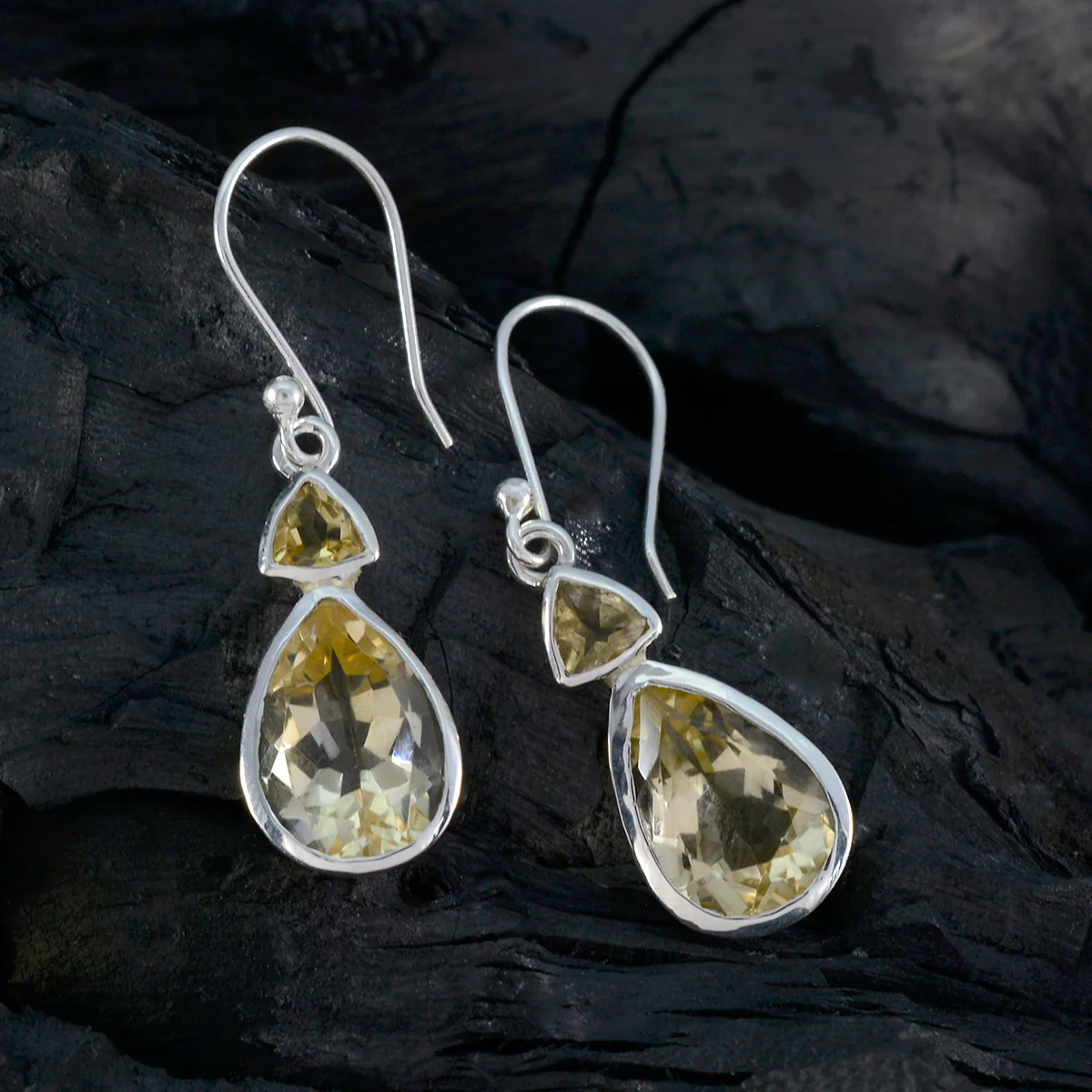 Citrine Australian Andrea Toi et Moi Dangle Yellow 925 Sterling Silver Earring - Image 2