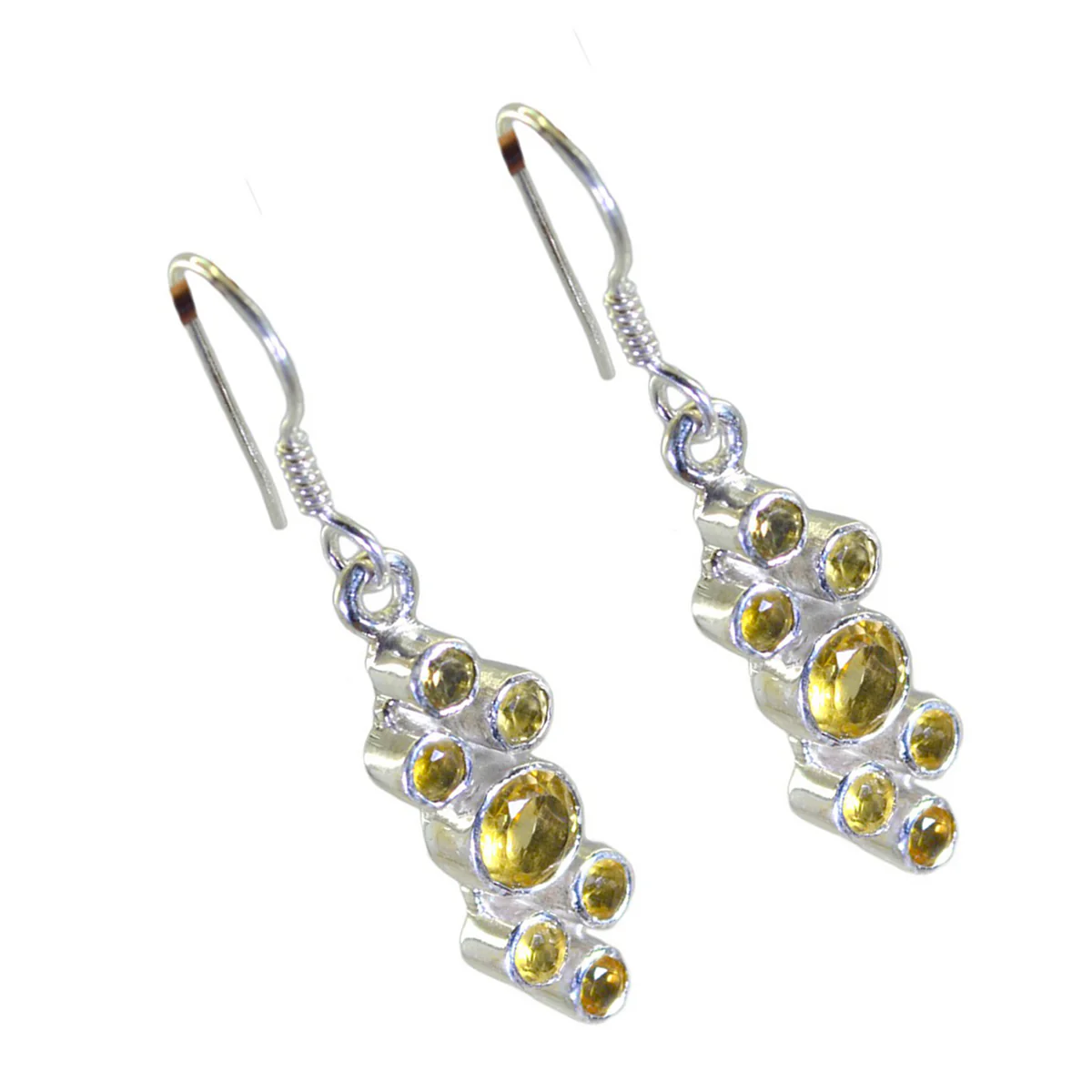 Citrine Australian Ellie multiple Dangle Yellow Silver Earring - Image 2