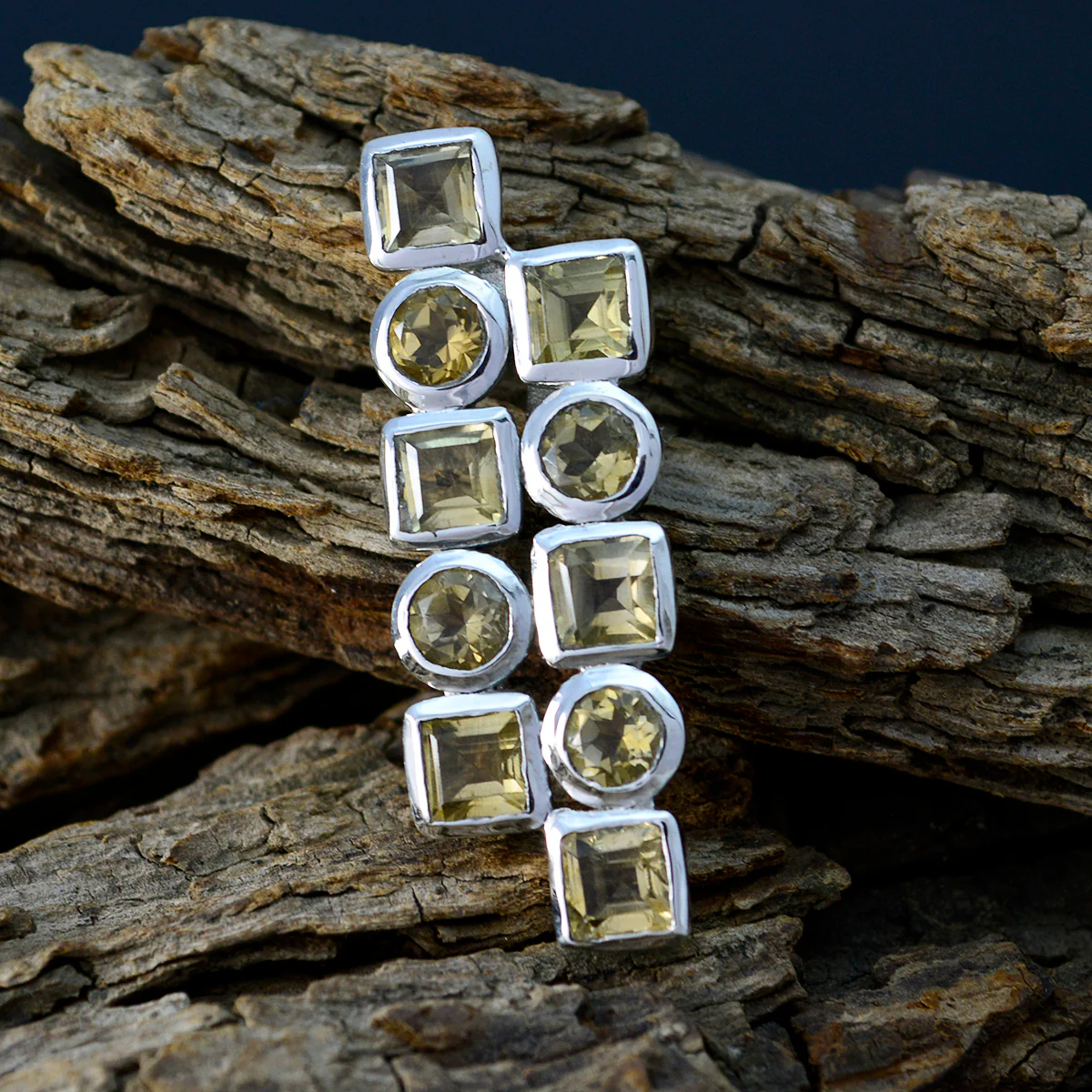 Citrine Classic Turkish 92.5 Silver deka Evelyn wedding Yellow Pendant Jewellery - Image 3