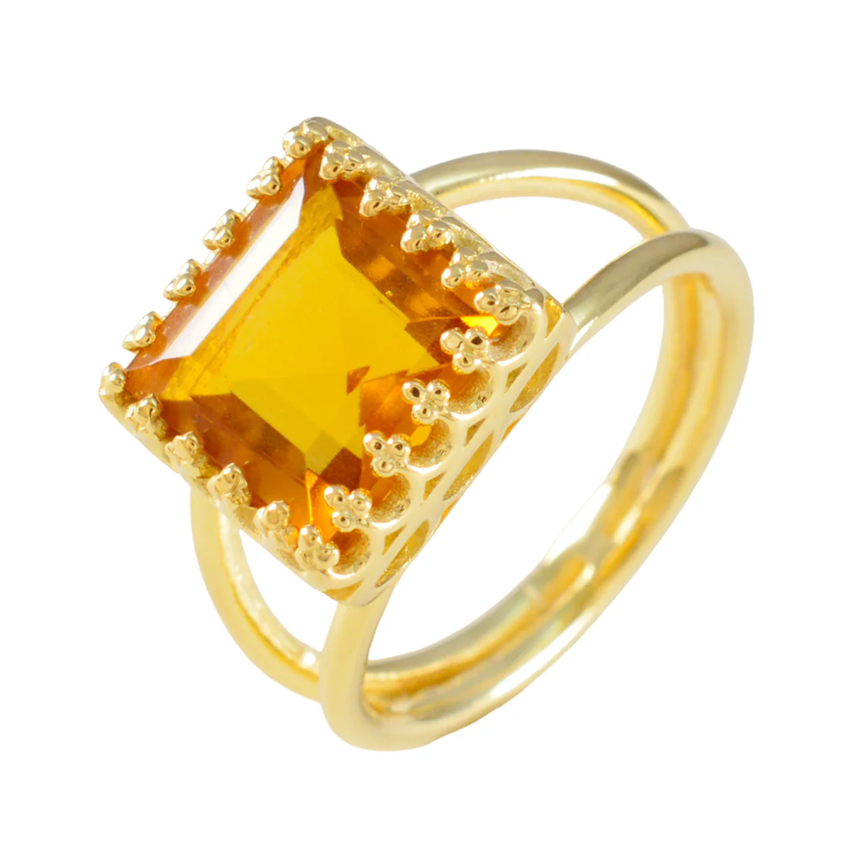 Citrine CZ Solitaire American Sterling Silver Yellow Gemstones Minimal Contemporary Ring Jewellery - Image 2