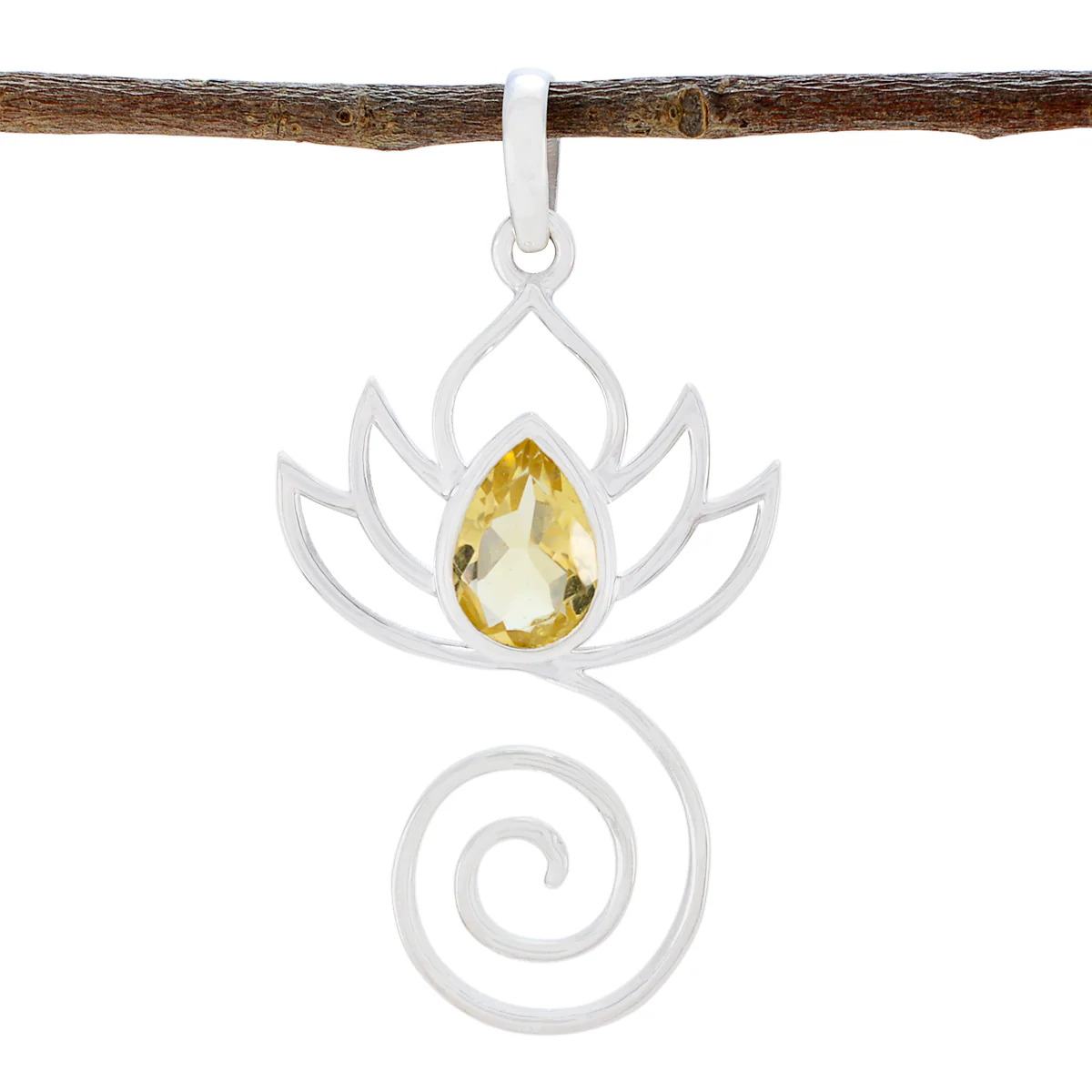 Citrine Dainty Italian Sterling Silver Solitaire Constanza Rope-Wire Yellow Pendant Jewellery