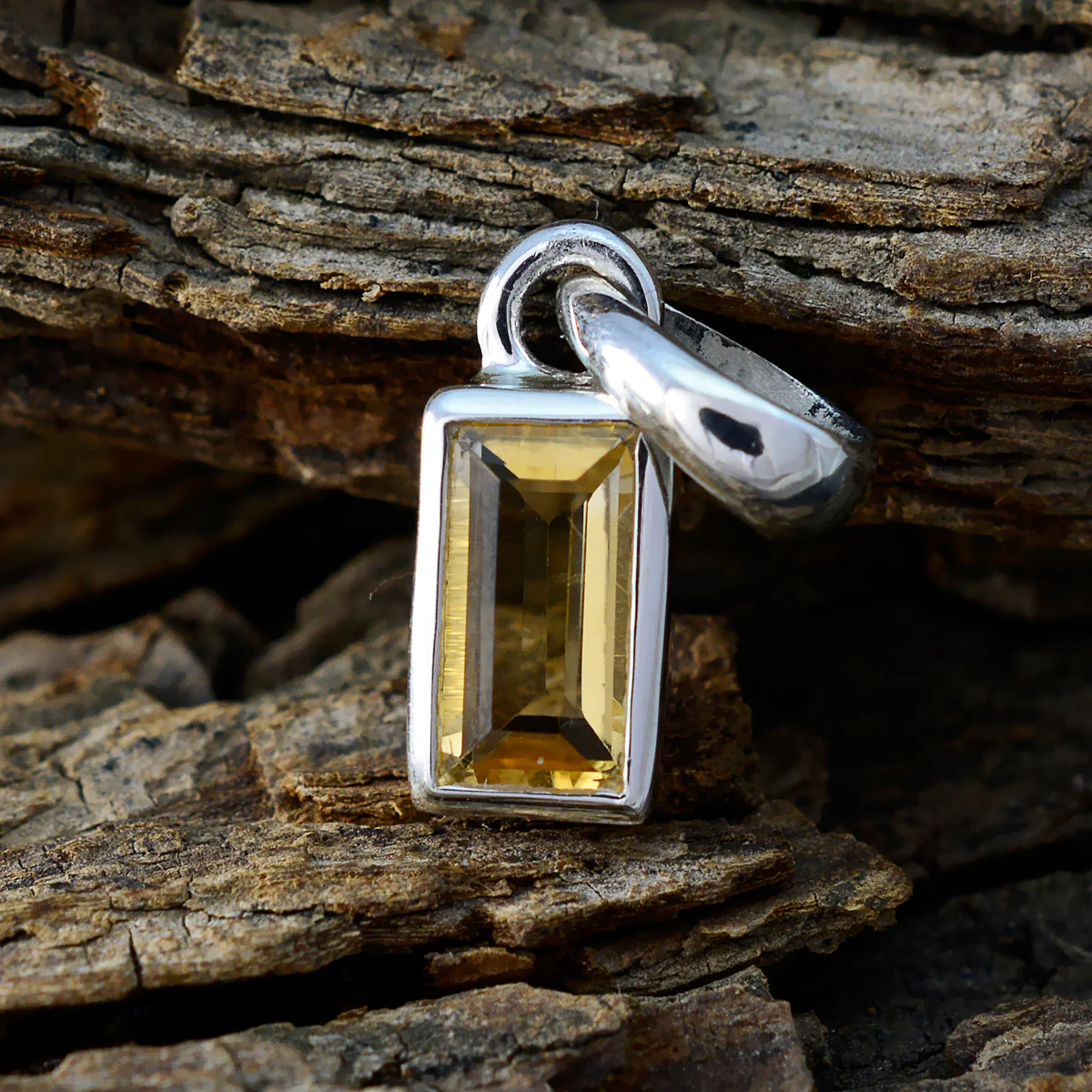 Citrine Delicate French Sterling Silver Solitaire Skylar Cocktail Yellow Pendant Jewellery - Image 2