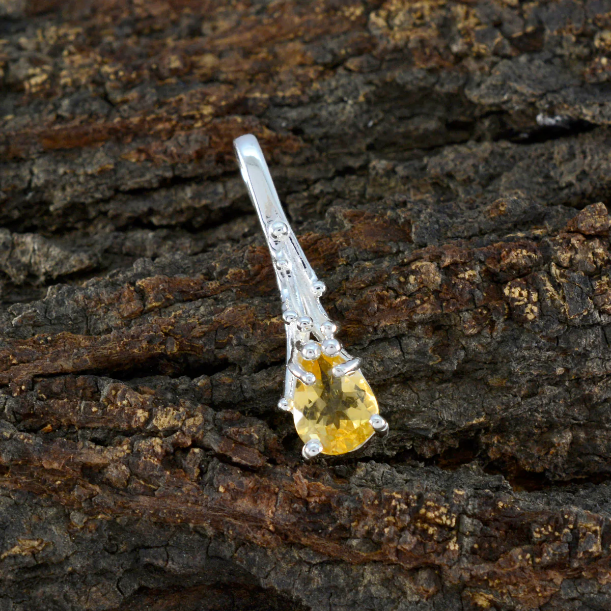 Citrine Delicate Italian Sterling Silver Solitaire Amanda Feminine Yellow Pendant Jewellery - Image 2