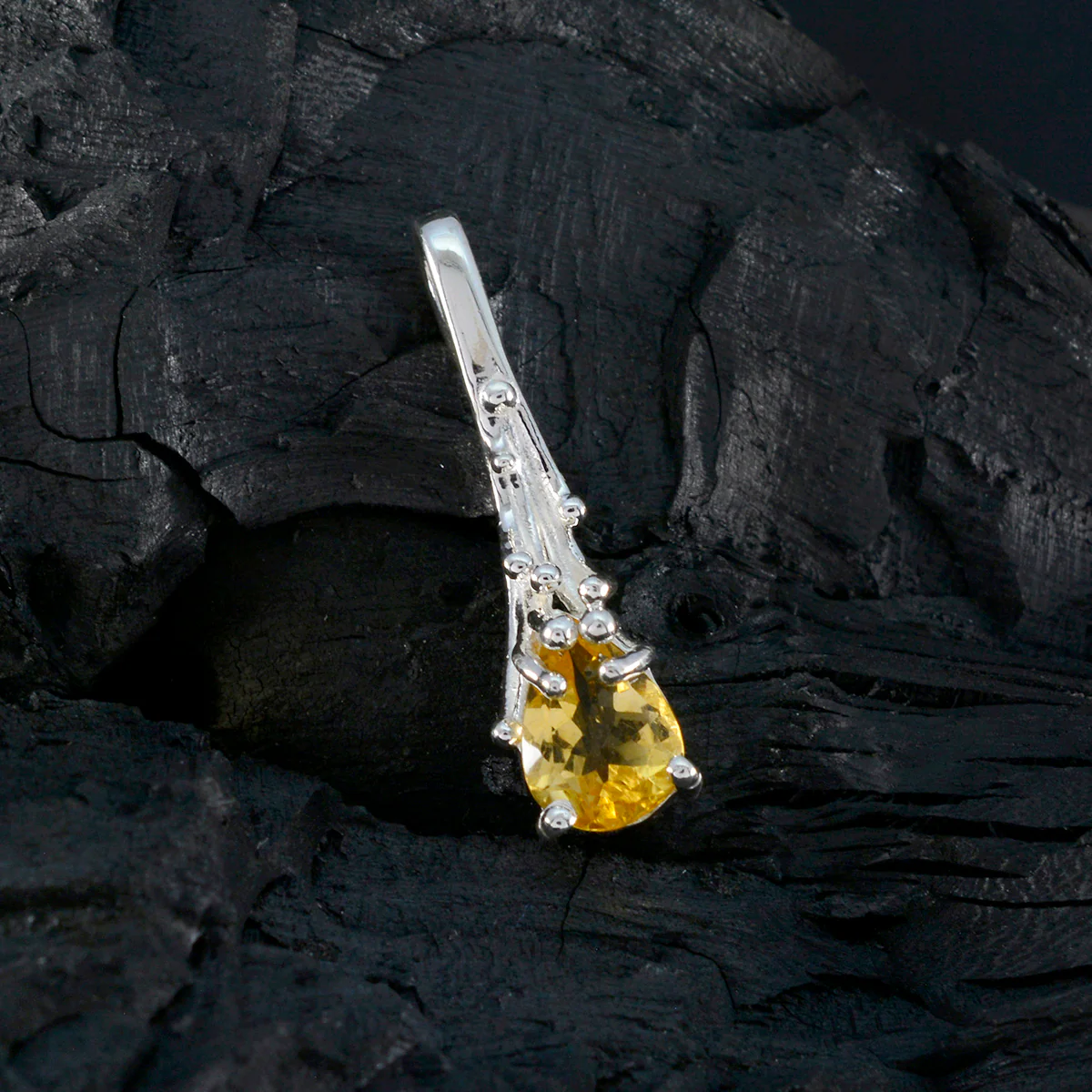 Citrine Delicate Italian Sterling Silver Solitaire Amanda Feminine Yellow Pendant Jewellery - Image 3