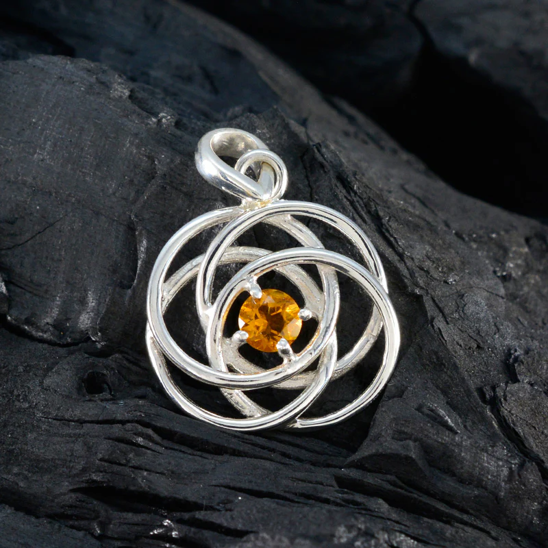 Citrine Delicate Spanish Silver Solitaire Victoria Vintage Yellow Pendant Jewelry - Image 4