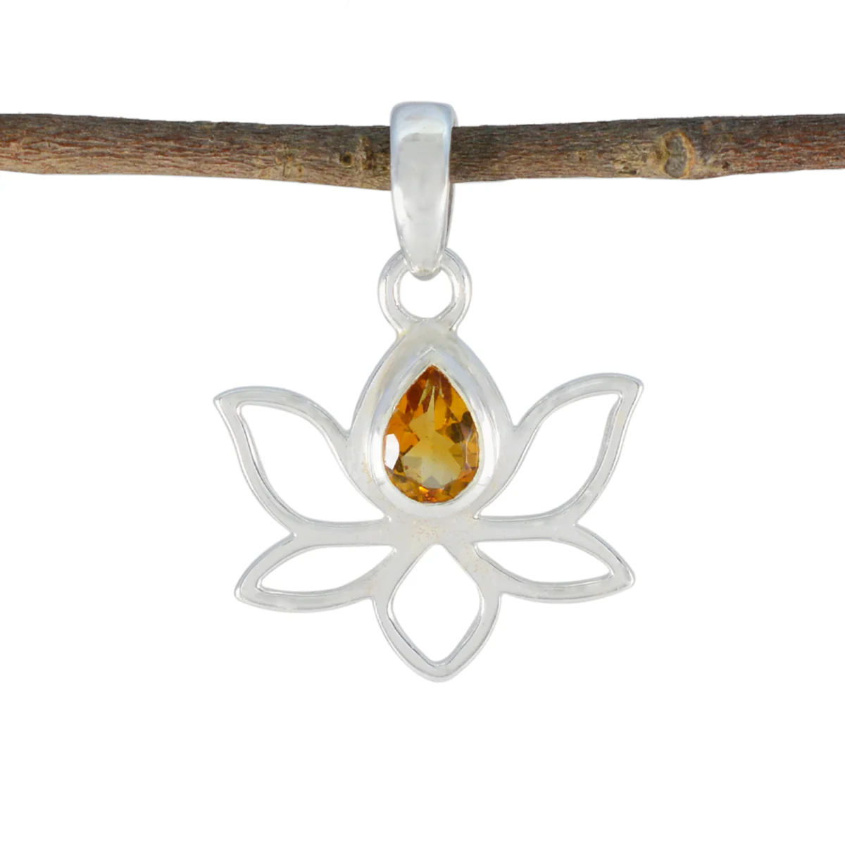 Citrine Delicate Spanish Sterling Silver Solitaire Harper Rope-Wire Yellow Pendant Jewellery