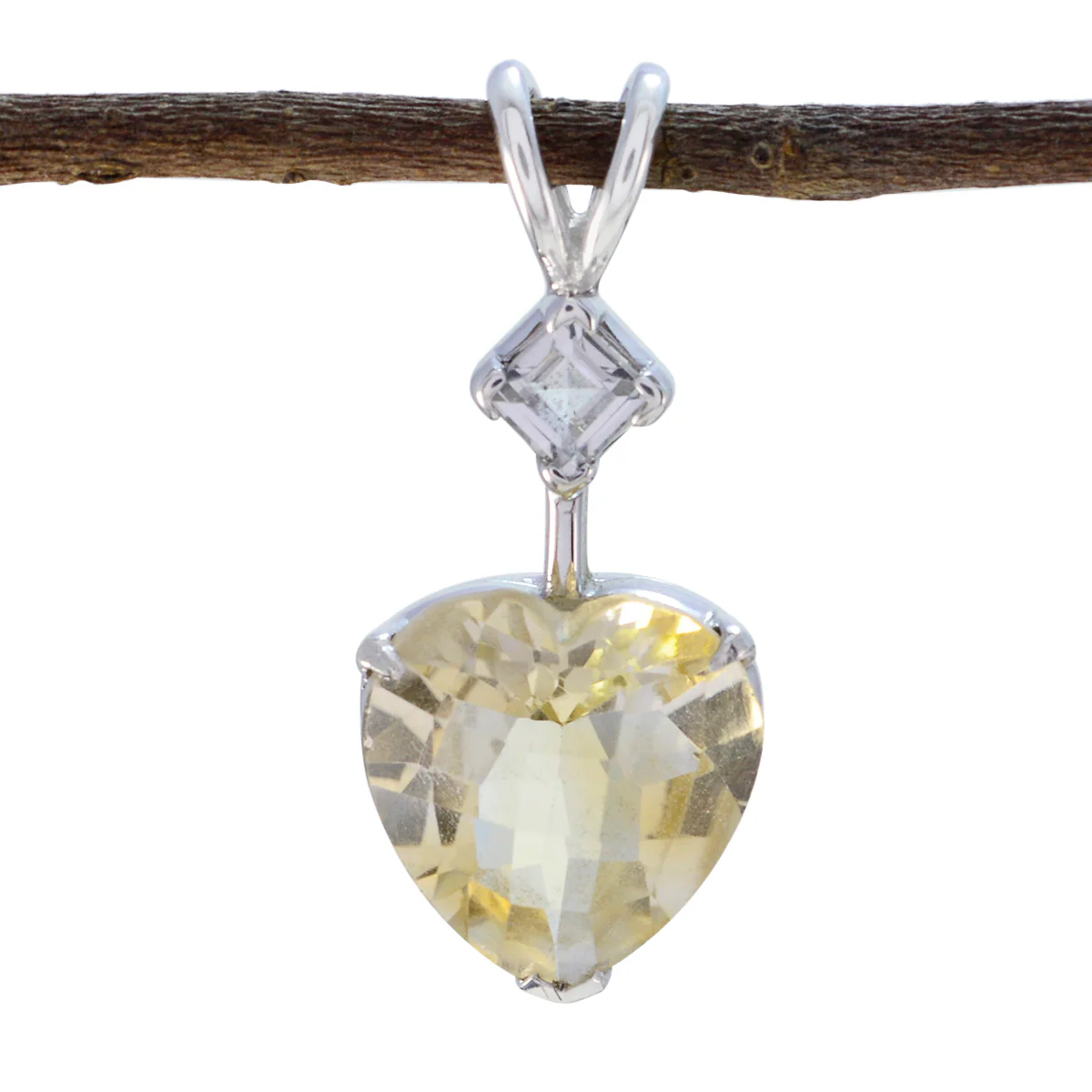 Citrine Delicate Turkish Silver Toi et Moi Yasmin valentine Yellow Pendant Jewelry